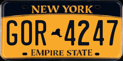 NY license plate GOR4247