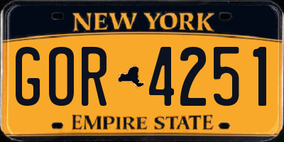 NY license plate GOR4251