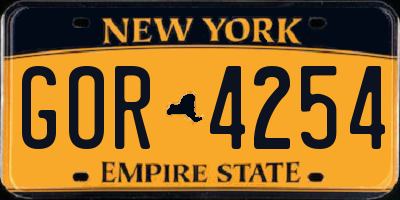 NY license plate GOR4254
