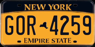 NY license plate GOR4259