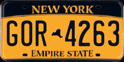 NY license plate GOR4263