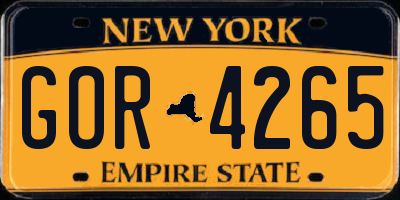 NY license plate GOR4265
