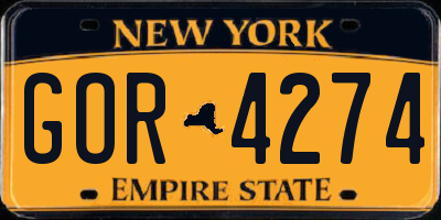 NY license plate GOR4274