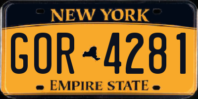 NY license plate GOR4281
