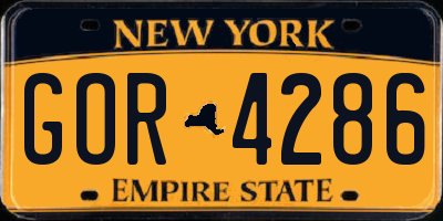 NY license plate GOR4286
