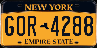 NY license plate GOR4288