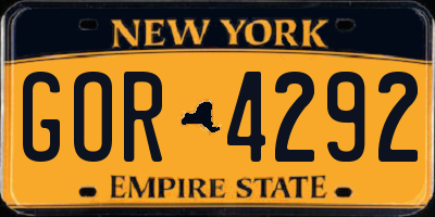NY license plate GOR4292
