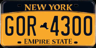 NY license plate GOR4300