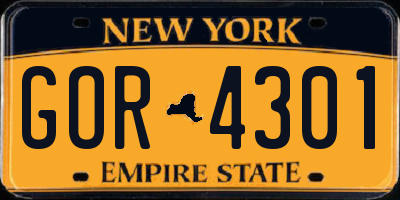 NY license plate GOR4301