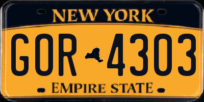 NY license plate GOR4303