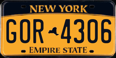 NY license plate GOR4306