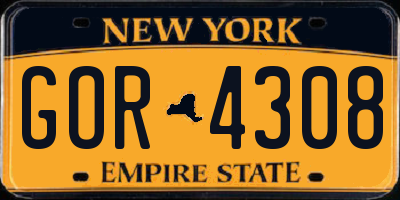 NY license plate GOR4308