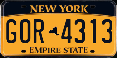 NY license plate GOR4313