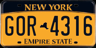 NY license plate GOR4316