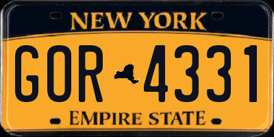 NY license plate GOR4331