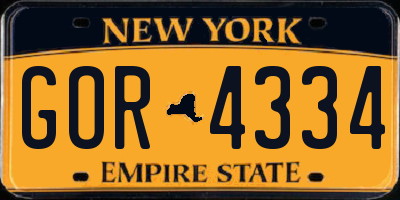 NY license plate GOR4334