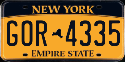 NY license plate GOR4335