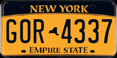 NY license plate GOR4337