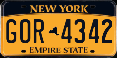 NY license plate GOR4342