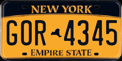 NY license plate GOR4345