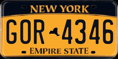 NY license plate GOR4346