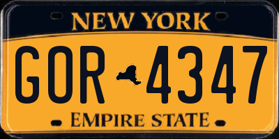 NY license plate GOR4347