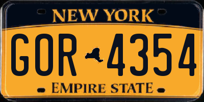NY license plate GOR4354