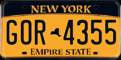 NY license plate GOR4355