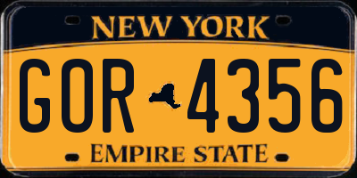 NY license plate GOR4356