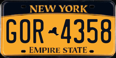 NY license plate GOR4358
