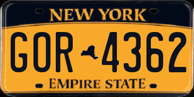 NY license plate GOR4362