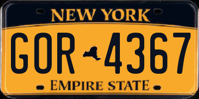 NY license plate GOR4367