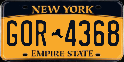 NY license plate GOR4368