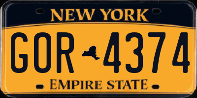 NY license plate GOR4374