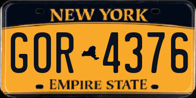 NY license plate GOR4376