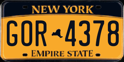 NY license plate GOR4378