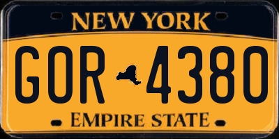 NY license plate GOR4380
