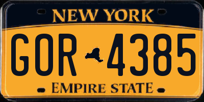 NY license plate GOR4385