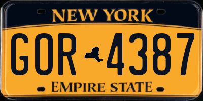 NY license plate GOR4387