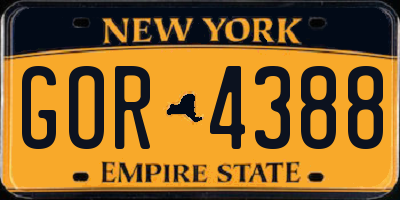 NY license plate GOR4388