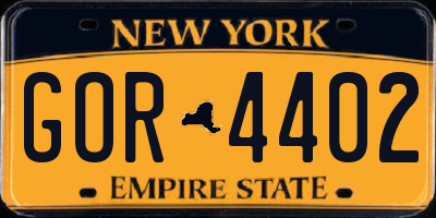 NY license plate GOR4402