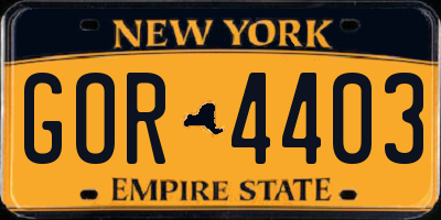 NY license plate GOR4403