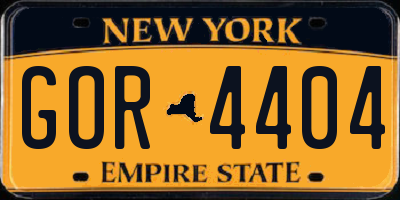 NY license plate GOR4404
