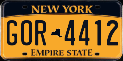 NY license plate GOR4412