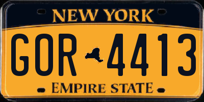 NY license plate GOR4413