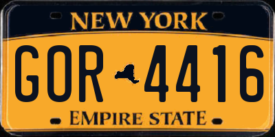 NY license plate GOR4416