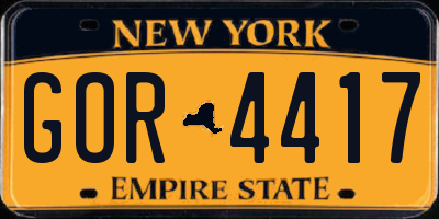 NY license plate GOR4417