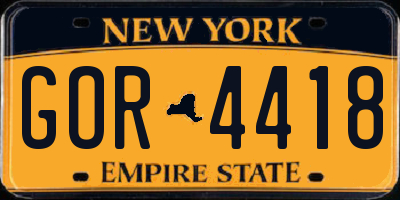NY license plate GOR4418
