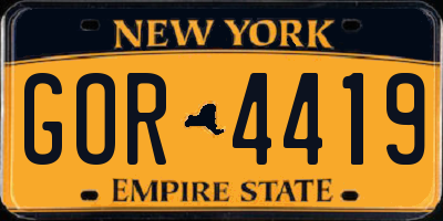 NY license plate GOR4419