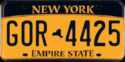 NY license plate GOR4425